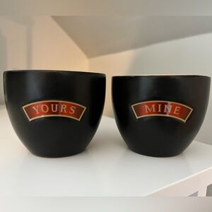 Baileys Irish Cream Ceramic Cups Bowls Gifts 2pc set Mine Yours Black Tan